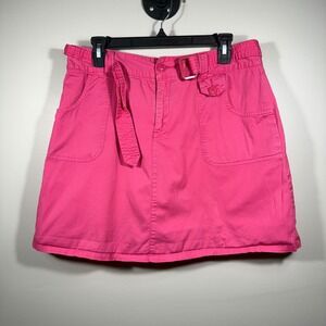 White Stag Pink Utility Mini Skirt‎ with Belt Pockets Casual Cute size 10